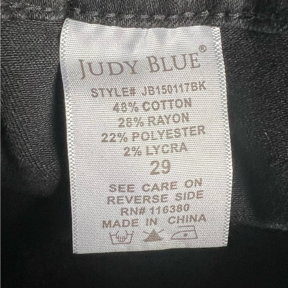 JUDY BLUE Denim Jean Shorts High Waist Button Fly Black US 29 - Picture 7 of 7